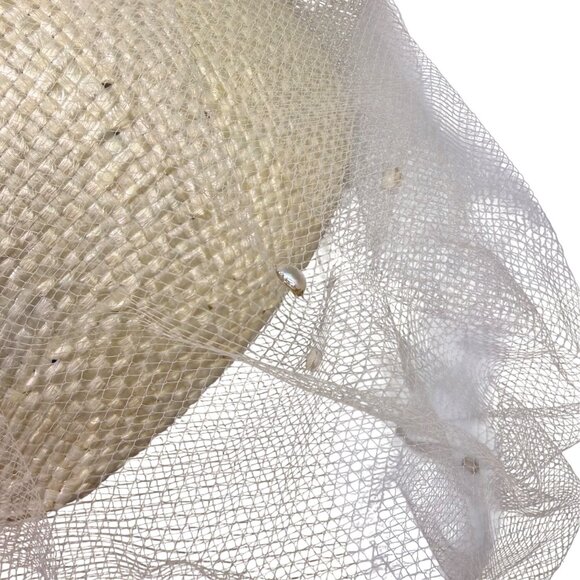 Fedoria Womens Cream Straw & Silk Fascinator With Tulle & Floral Accent OS main image 4
